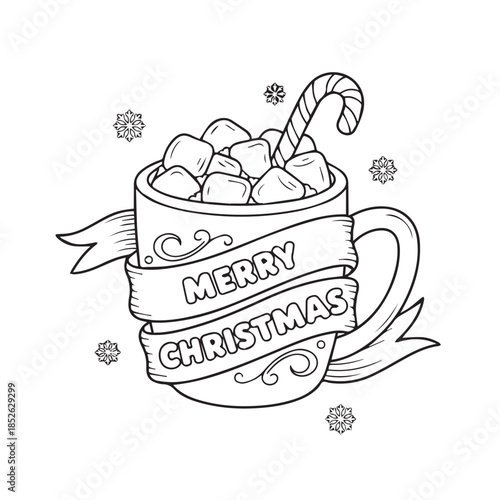 cup of coffee merry Christmas coloring pages coloring book