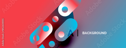 Abstract vibrant gradient background. Circles overlap creating dynamic visual effect. Text reads AI BACKGROUND. Modern design elements present.