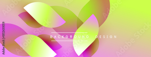 Abstract gradients overlap, creating vibrant pinks, yellows, greens. Modern design feels energetic, fluid, dynamic. Background text reads background design.