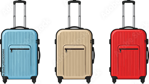 Set of Modern Hardside Travel Suitcases with Front Zipper Pockets and Telescopic Handles for Efficient Business Trip and Vacation Planning