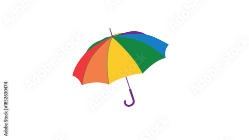 Vibrant rainbow umbrella isolated on white background, colorful and playful accessory