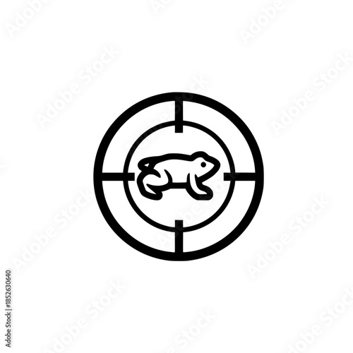 Vector frog icon in target circle symbol for amphibian animal wildlife and wilderness illustration