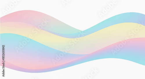 Elegant abstract background featuring gentle wavy lines in iridescent pastel hues, blending seamlessly to evoke a sense of calm and fluidity and modern aesthetic