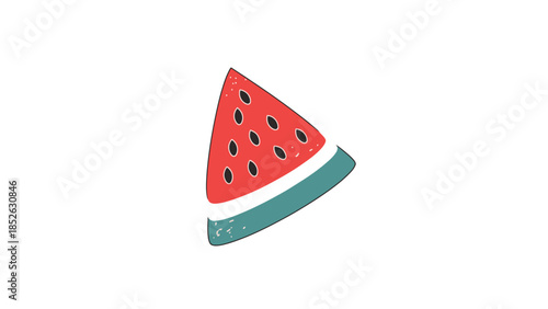 Colorful cartoon watermelon slice illustration on white background summer food