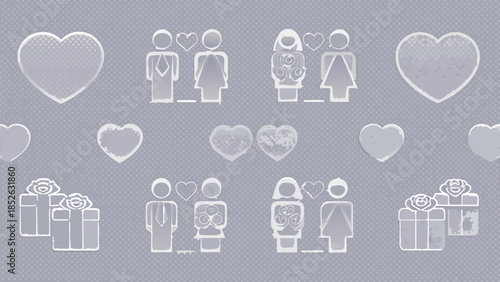Stunning white love icons on gray background for Valentine's Day
