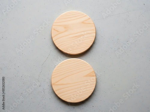 Wallpaper Mural Natural Wood Round Slices Placed on Textured Gray Background Backdrop Torontodigital.ca