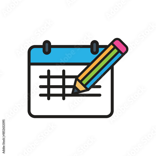 Calendar Icon with Pencil for Scheduling and Appointments