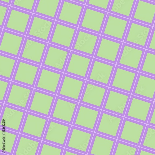 Light Green Squares and Purple Grid Seamless Geometric Pattern