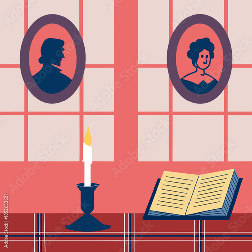 illustration of a woman sitting in a cafe