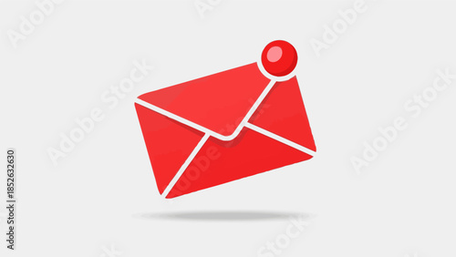Red email notification icon with a pin, representing new messages or important alerts in digital communication.