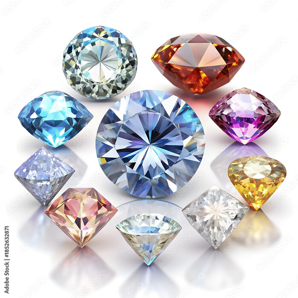 Fototapeta premium Luxury Shiny Diamonds on White Background 