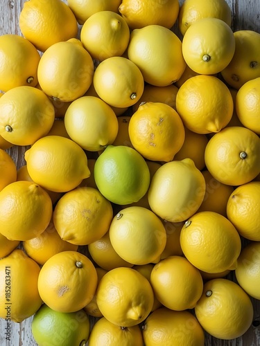 Wallpaper Mural Overhead View of Lemon Harvest with a Few Green Lemons Highlights Focus Torontodigital.ca