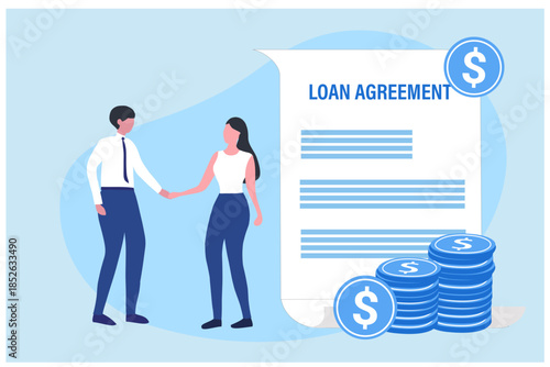 Approved Loan concept. Online banking services. Man getting a loan on smartphone app.

