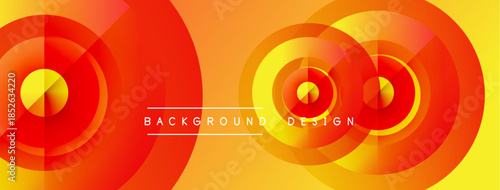 Abstract vibrant design features overlapping circles. Orange, yellow hues create dynamic visual effect. Text reads background design.
