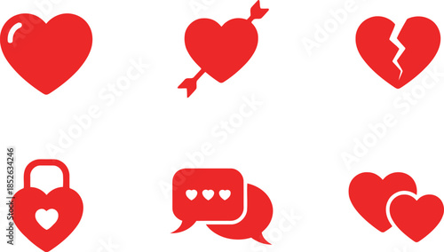 Romantic Vector Icons: Love, Hearts, and Emotions Collection