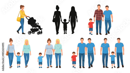 Diverse Family Portraits in Various Outfits.