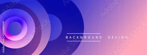 Abstract gradient background. Circular shapes blend into purple, blue hues. Modern design element for digital projects.