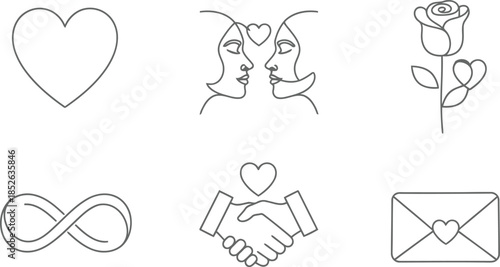 Minimalist Valentine Icons: Love, Hearts, and Romance Symbols