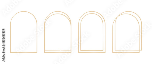 Abstract Arches Set of Line Icons Elegant Frames Borders Decorations Interior Design Home Decor Geometric Ornaments Boho Style Wedding Decor Vector Isolated