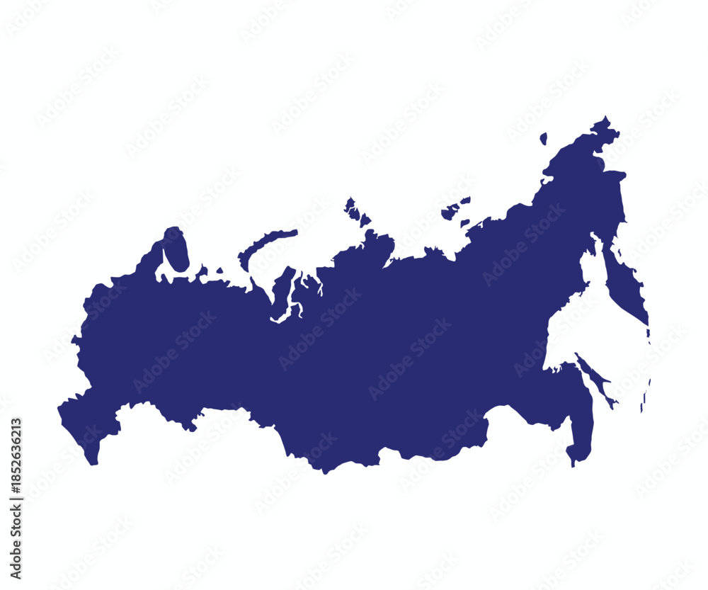 Obraz premium Map of Russia dark blue silhouette isolated on whit
