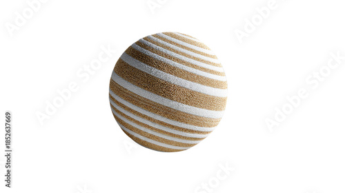 Abstract Striped Orb: A captivating close-up presents a unique sphere, its surface adorned with a harmonious blend of alternating beige and white stripes.