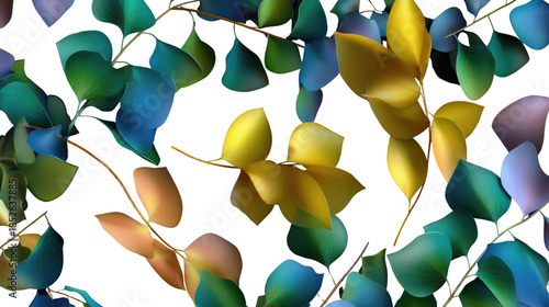 Abstract Leaves Pattern: A vibrant and colorful display of abstract leaves dance across the space, showcasing a fusion of art and nature with their elegant shapes and smooth textures.