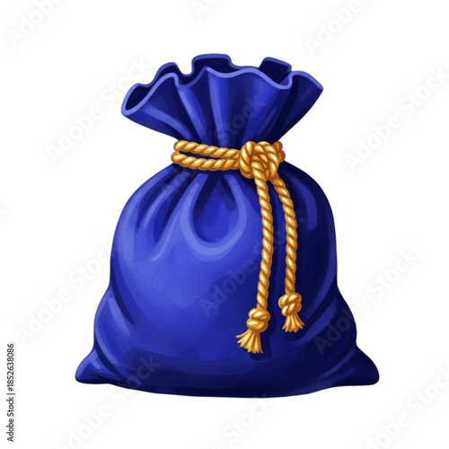 Blue Pouch with Golden Rope.