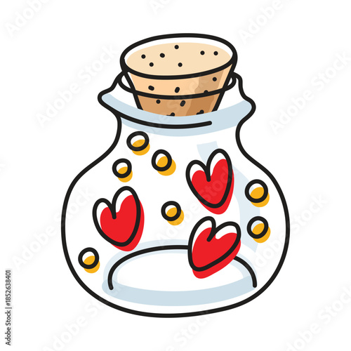 Transparent jar with hearts for valentine designs