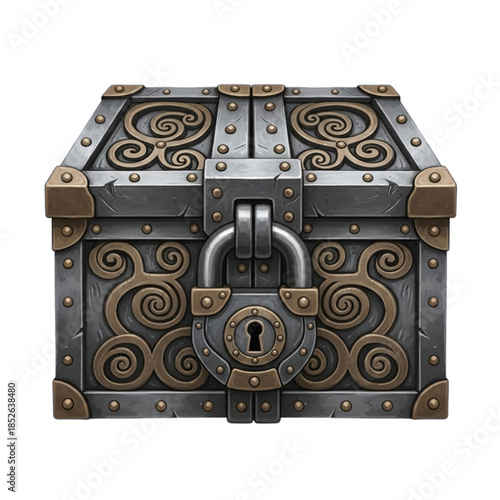 Ornate Steampunk Treasure Chest with Lock.