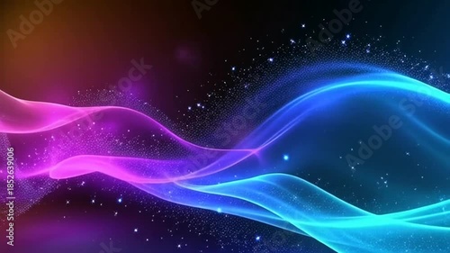 Vibrant cosmic waves dance through starry night sky