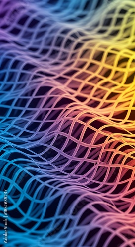 Wallpaper Mural Wavy geometric abstract lines with gradient colors, futuristic design Torontodigital.ca