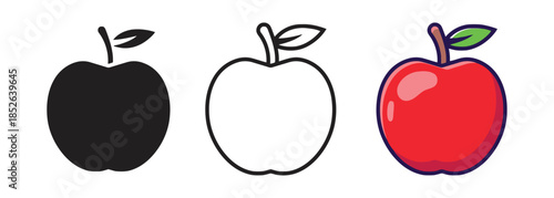 Apple Fruit Healthy Food Icon for Nutrition Diet and Vegetarian Meal Symbol of Fresh Produce Garden Harvest Orchard Crop and Natural Snack