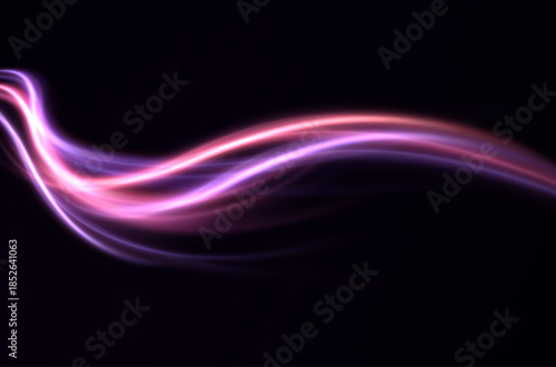 Modern abstract neon light trail, elegant and high contrast visual design.