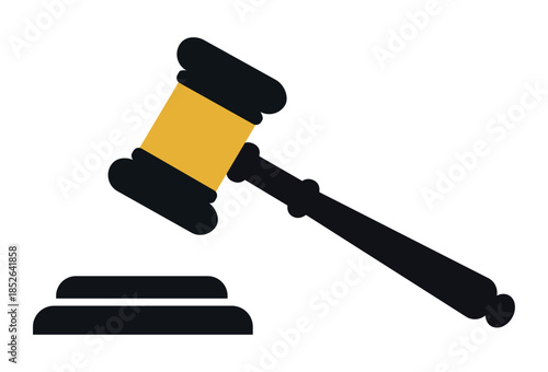 Judicial gavel and sound block icon for legal services justice law system court auctions and legislative authority