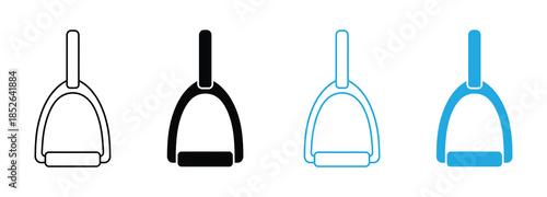 Four different colored scoops on white background. Gold line Dustpan icon isolated on dark blue background. Cleaning scoop services.  Vector