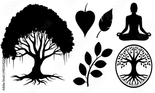 Tree of Life Yoga Meditation Silhouette – Boho Zen Art