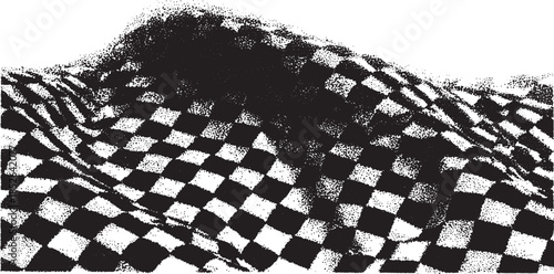 Checker pattern in black and white. This flat design features a textured fabric appearance in a modern vector illustration.