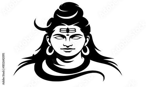 Shiva Face Silhouette, Lord Shiva Portrait, Hindu God Shiva Icon, Third Eye Shiva, Adiyogi Shiva Head, Black and White Shiva Illustration, Mahadev Face, Divine Shiva Silhouette, Spiritual Shiva Art