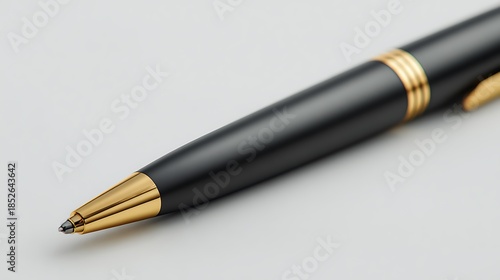 Wallpaper Mural Luxury Black Fountain Pen with Gold Accents Close-Up on White Background Torontodigital.ca