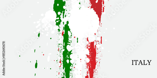 Brush painted grunge flag of Italy country. Liberation day of Italy. Abstract creative painted grunge brush flag background.