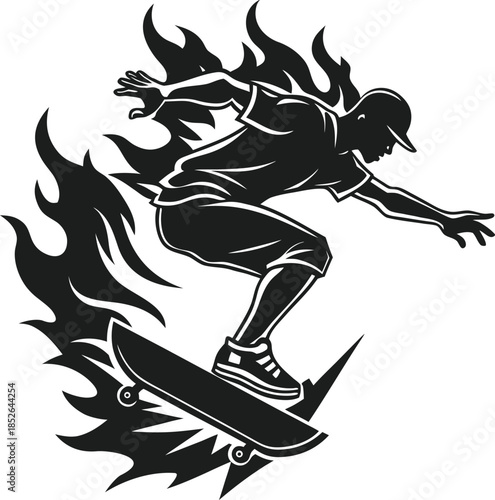 Skateboarder performing a bold trick