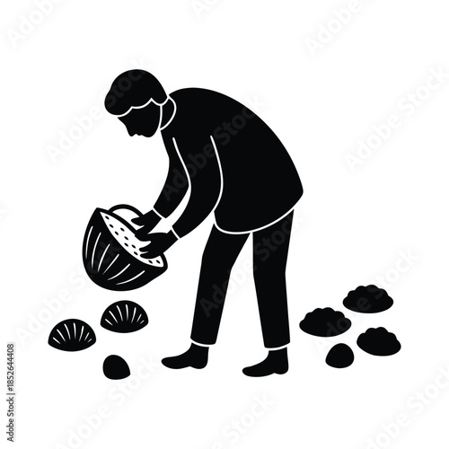 Vector Illustration of Shell collecting