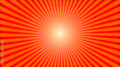Vibrant Orange sunburst pattern with radiating lines and central light source. abstract blue sunburst background with radial rays gradient light burst retro style vector illustration