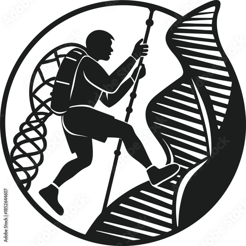 Climber ascending dna helix