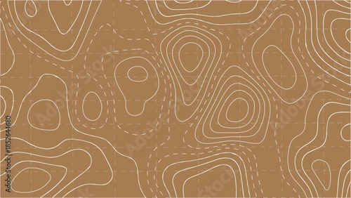 Brown topographic map pattern with beige contour lines on a warm earthy tone background texture