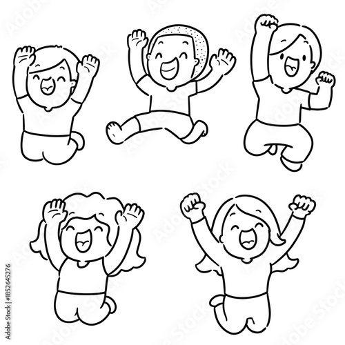 vector set of happy children