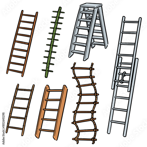 vector set of ladder cartoon