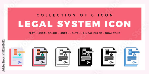 Pack of 6 Vector Legal System icon