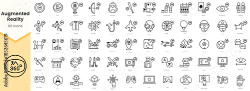 Set of augmented reality icons. Simple line art style icons pack. Vector illustration