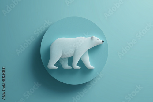 Minimal Polar Bear Relief Illustration on Teal Background with Clean Copy Space.